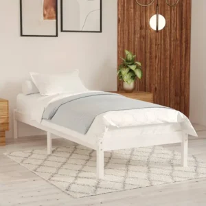 Estrutura de cama 100x200 cm madeira pinho maciç branco