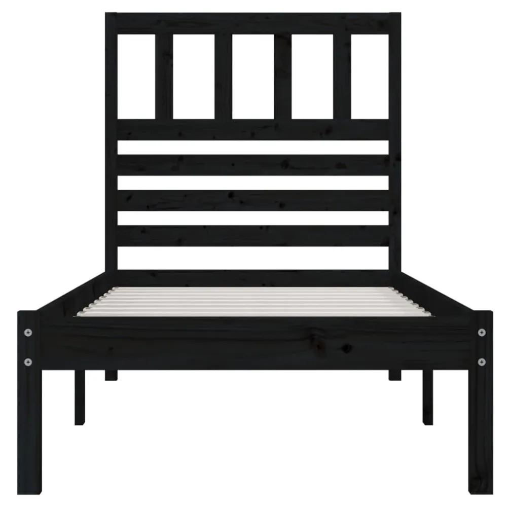 Estrutura de cama 100x200 cm madeira de pinho maciç preto