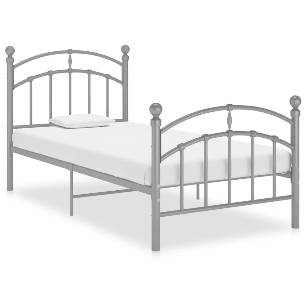 Estrutura de cama 100x200 cm metálico cinzento