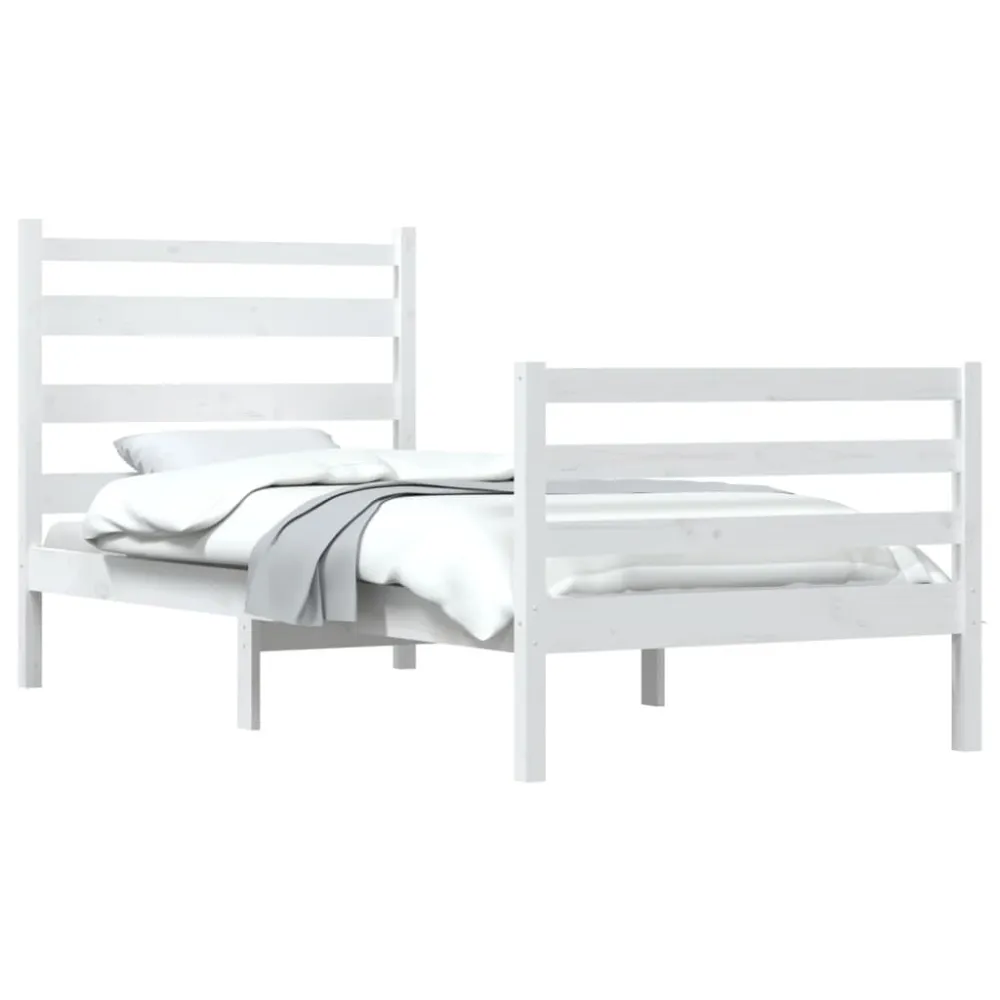 Estrutura de cama 100x200 cm pinho maciço branco