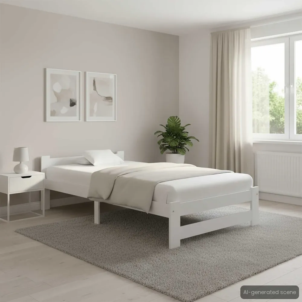 Estrutura de cama 100x200 cm pinho maciço branco