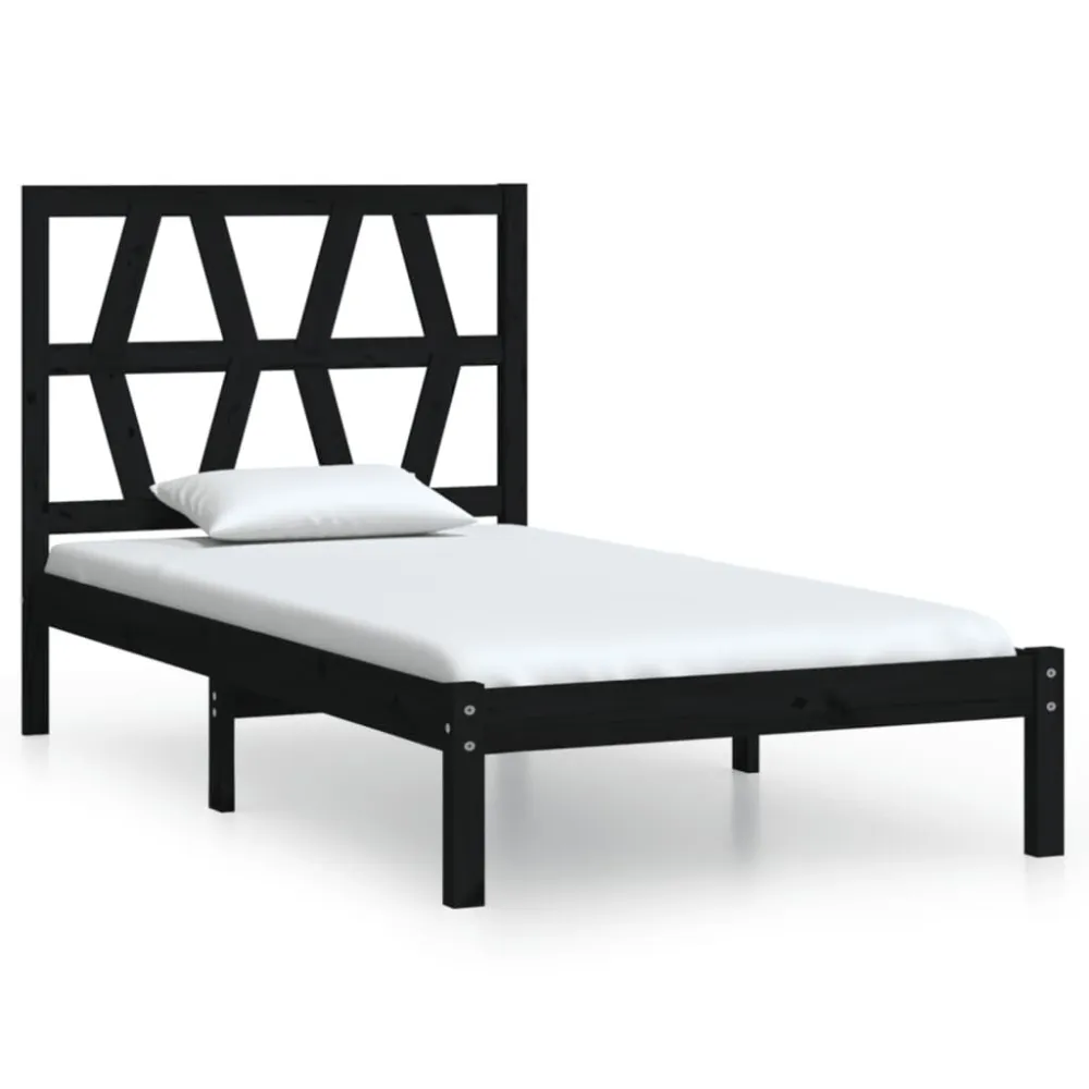 Estrutura de cama 100x200 cm pinho maciço preto