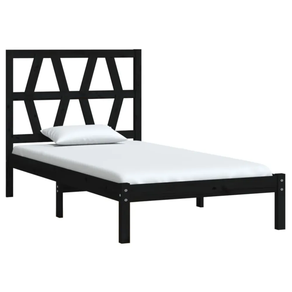 Estrutura de cama 100x200 cm pinho maciço preto