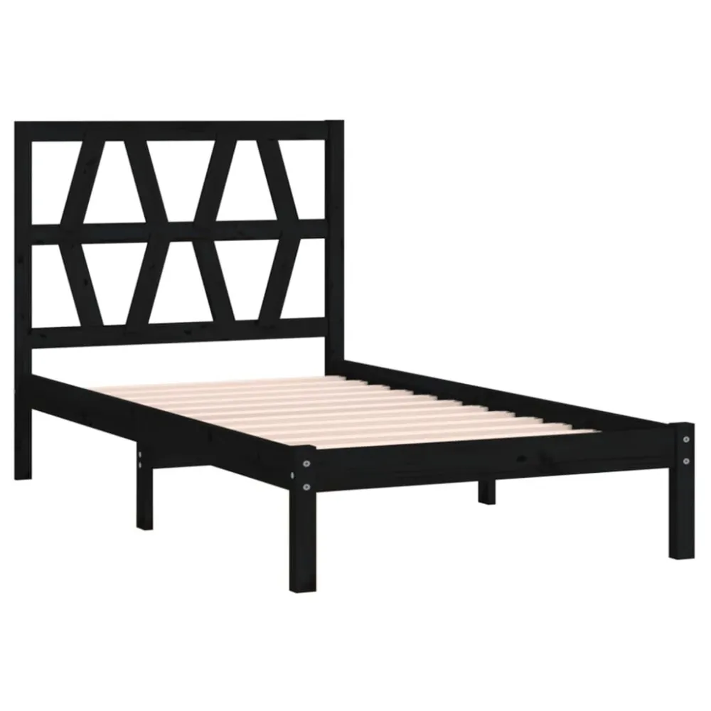 Estrutura de cama 100x200 cm pinho maciço preto