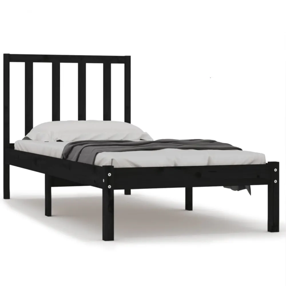 Estrutura de cama 100x200 cm pinho maciço preto