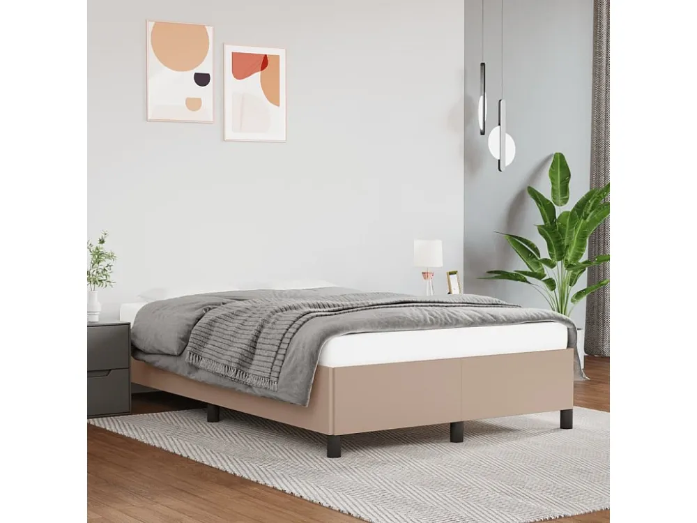Estrutura de cama 120x190 cm couro artificial cor cappuccino
