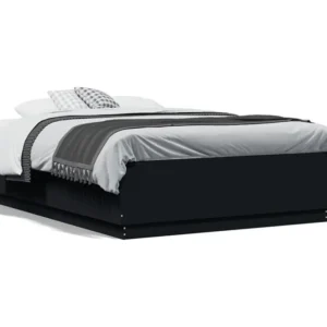 Estrutura de cama 120x190 cm derivados de madeira preto