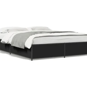 Estrutura de cama 120x190 cm derivados de madeira/metal preto