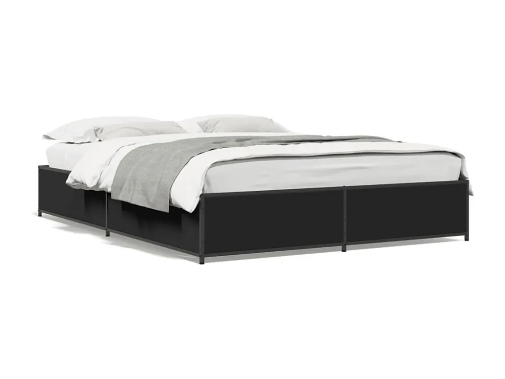 Estrutura de cama 120x190 cm derivados de madeira/metal preto