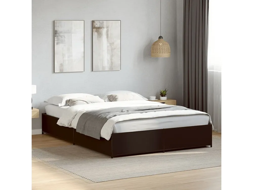 Estrutura de cama 120x190 cm derivados de madeira/metal preto