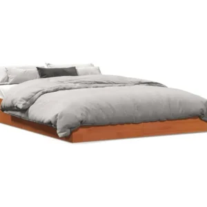 Estrutura de cama 120x190 cm madeira pinho maciç castanho cera