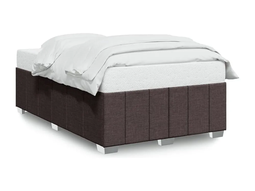 Estrutura de cama 120x190 cm tecido castanho-escuro