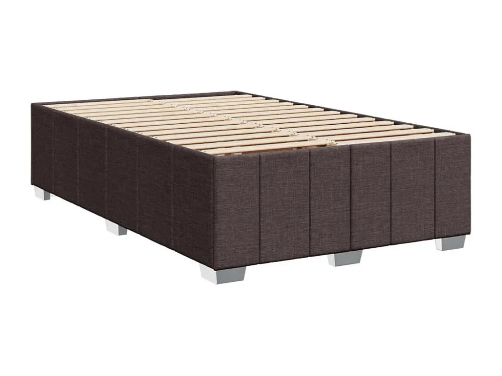 Estrutura de cama 120x190 cm tecido castanho-escuro