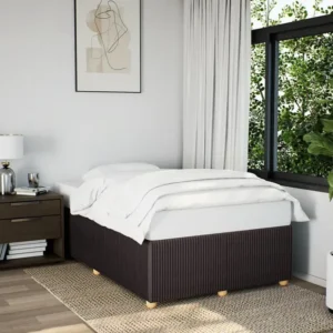 Estrutura de cama 120x190 cm tecido castanho-escuro