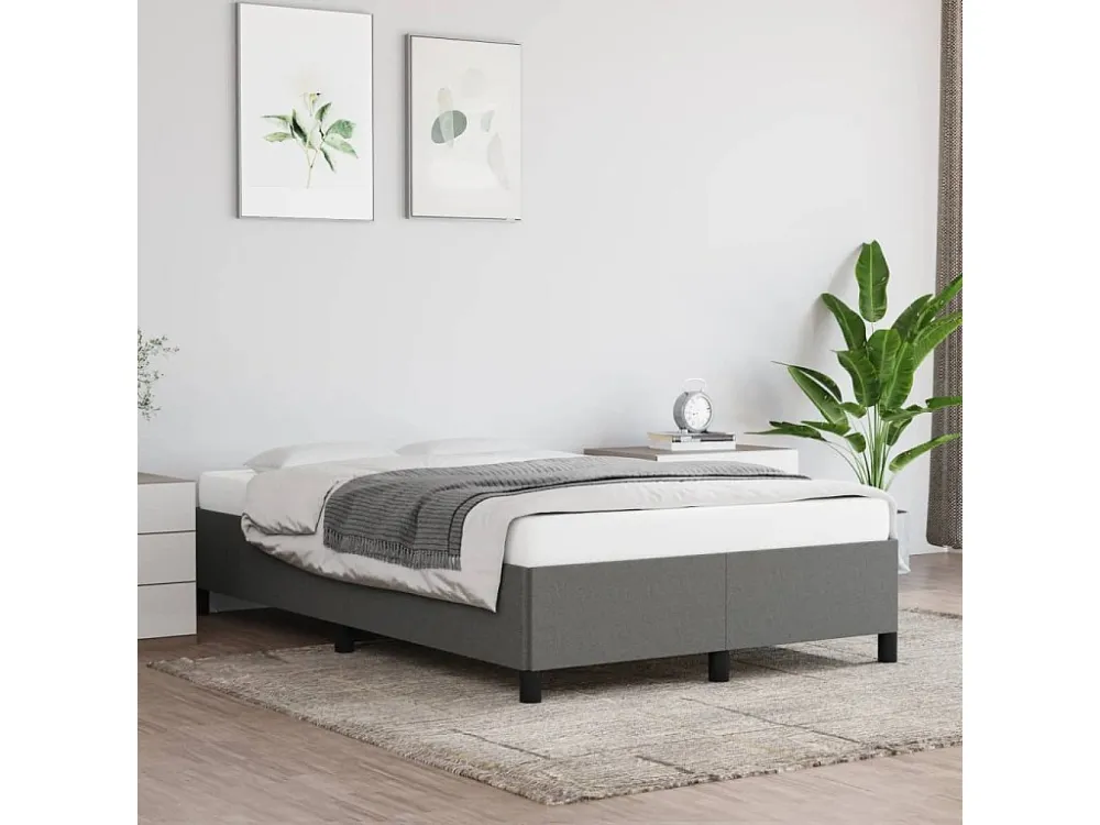 Estrutura de cama 120x190 cm tecido cinzento-escuro
