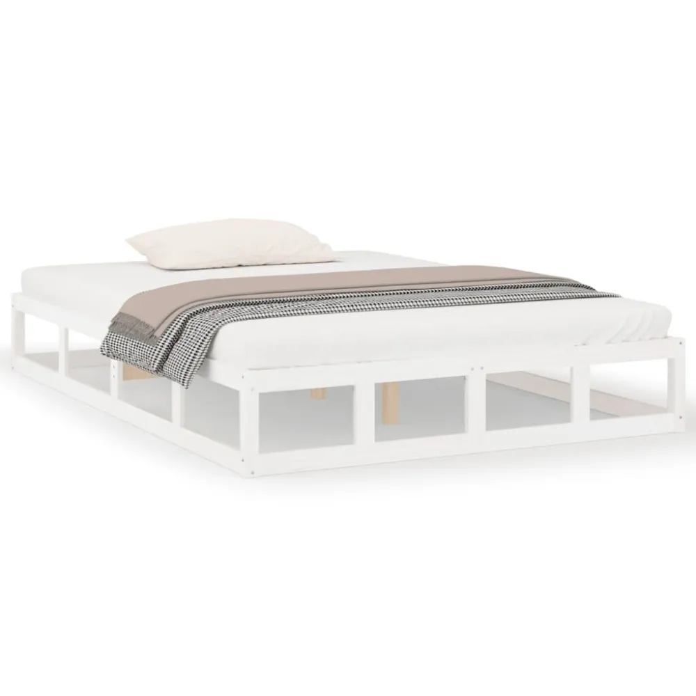 Estrutura de cama 120x200 cm madeira maciç branco