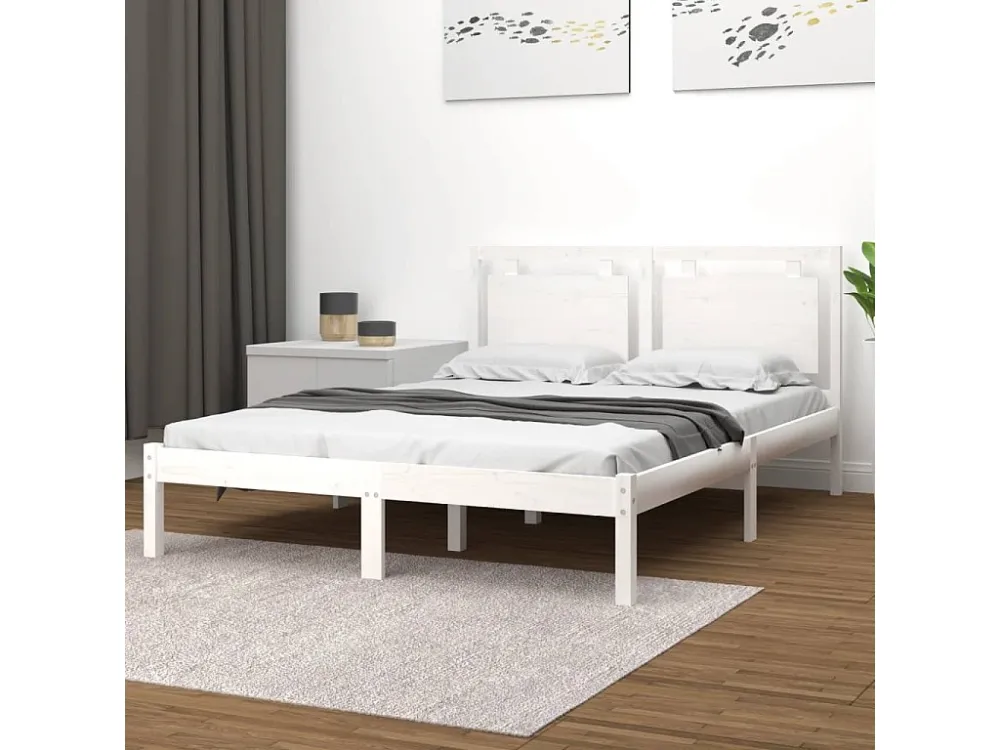 Estrutura de cama 120x200 cm madeira maciç branco