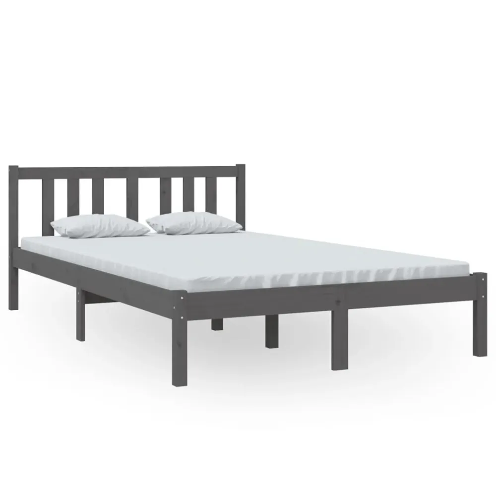Estrutura de cama 120x200 cm madeira maciç cinzento