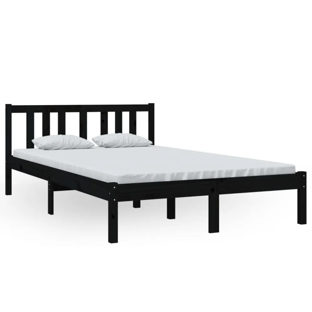 Estrutura de cama 120x200 cm madeira maciç preto