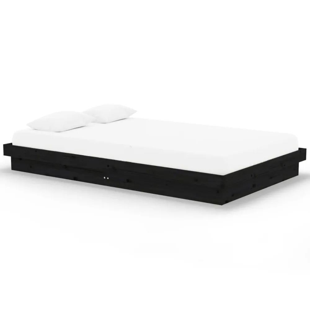 Estrutura de cama 120x200 cm madeira maciç preto