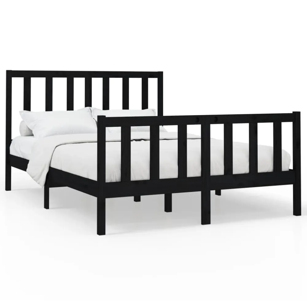 Estrutura de cama 120x200 cm madeira de pinho maciç preto