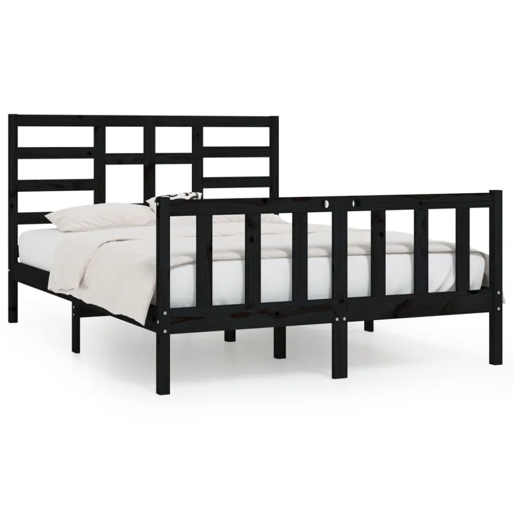 Estrutura de cama 120x200 cm madeira de pinho maciç preto