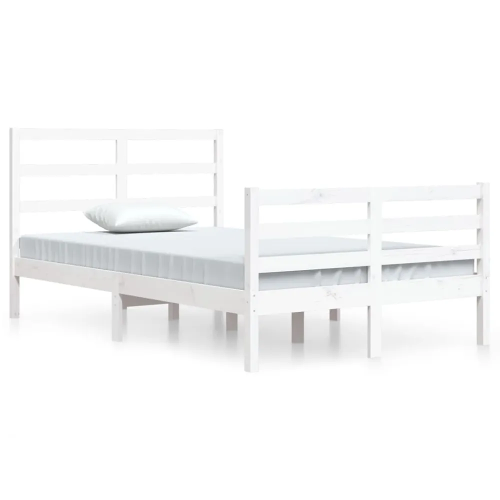 Estrutura de cama 120x200 cm pinho maciço branco