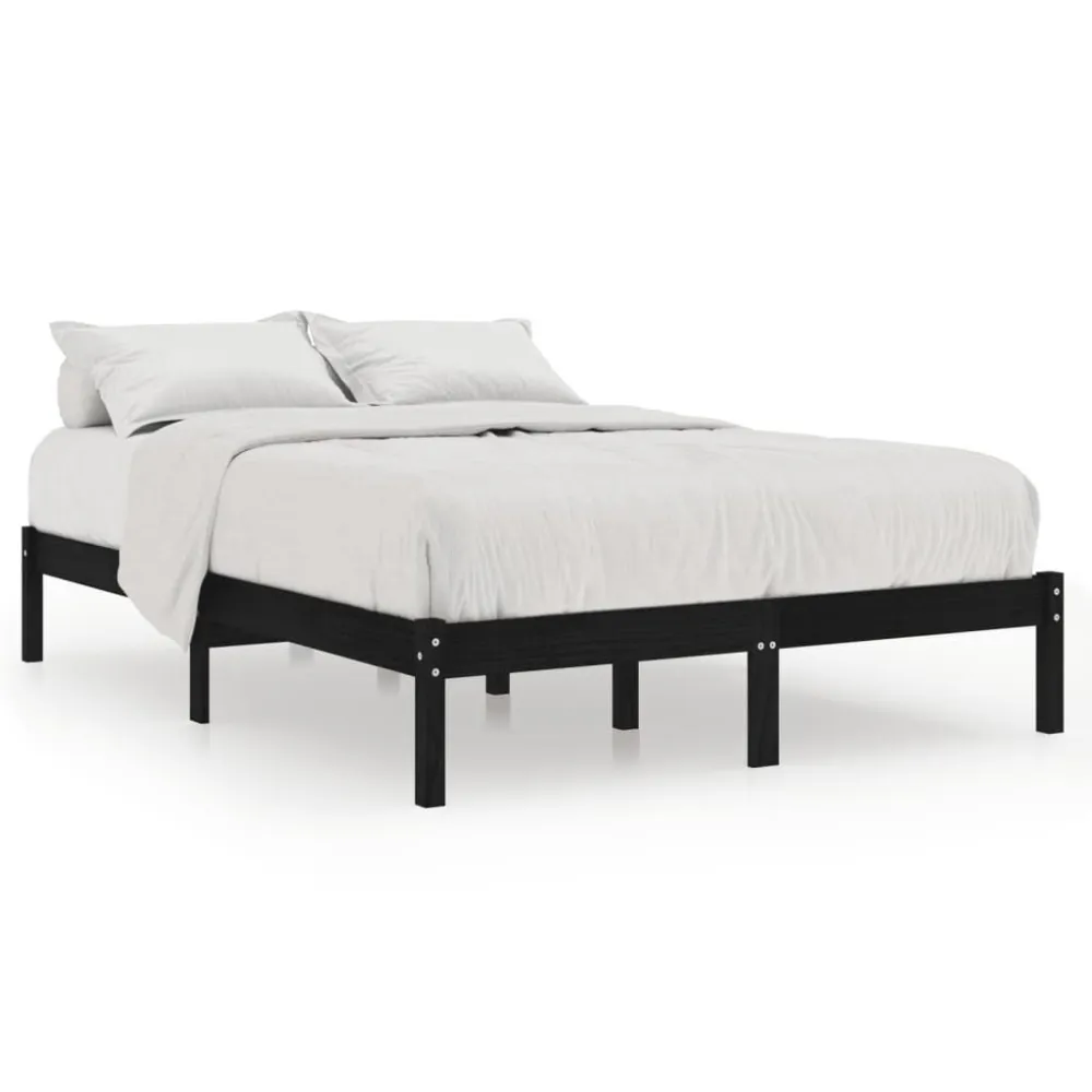 Estrutura de cama 120x200 cm pinho maciço preto