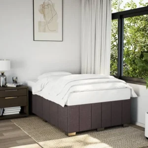Estrutura de cama 120x200 cm tecido castanho-escuro