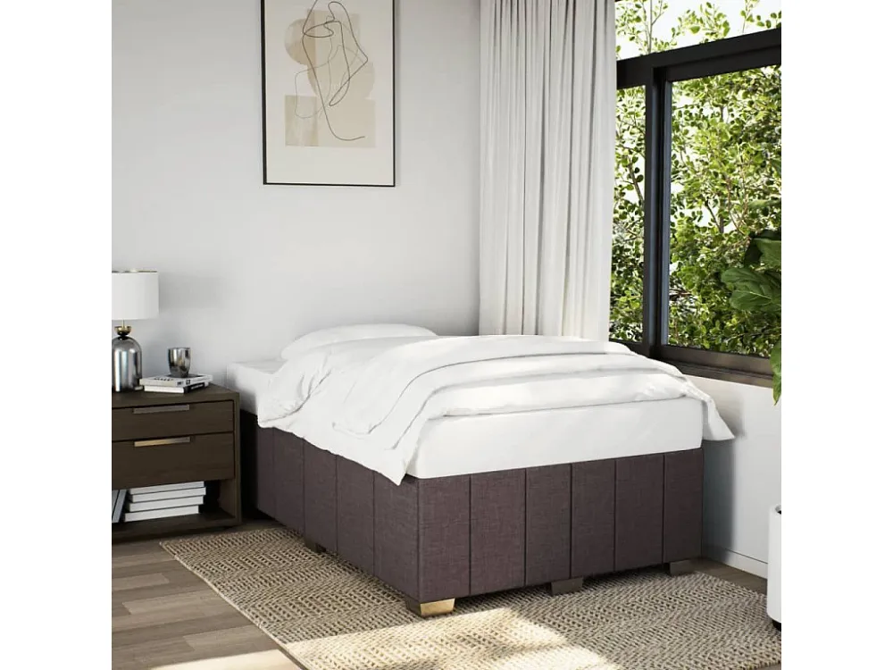 Estrutura de cama 120x200 cm tecido castanho-escuro