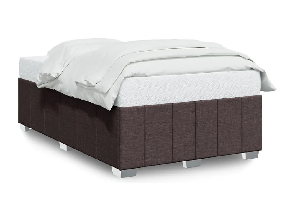Estrutura de cama 120x200 cm tecido castanho-escuro
