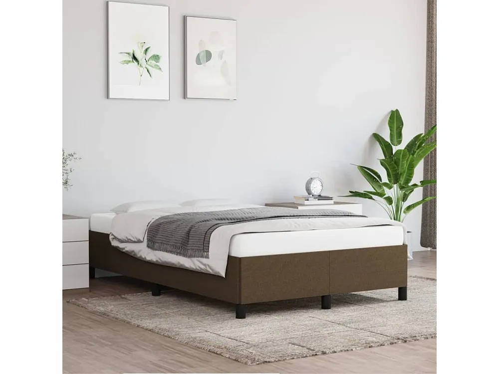 Estrutura de cama 120x200 cm tecido castanho-escuro
