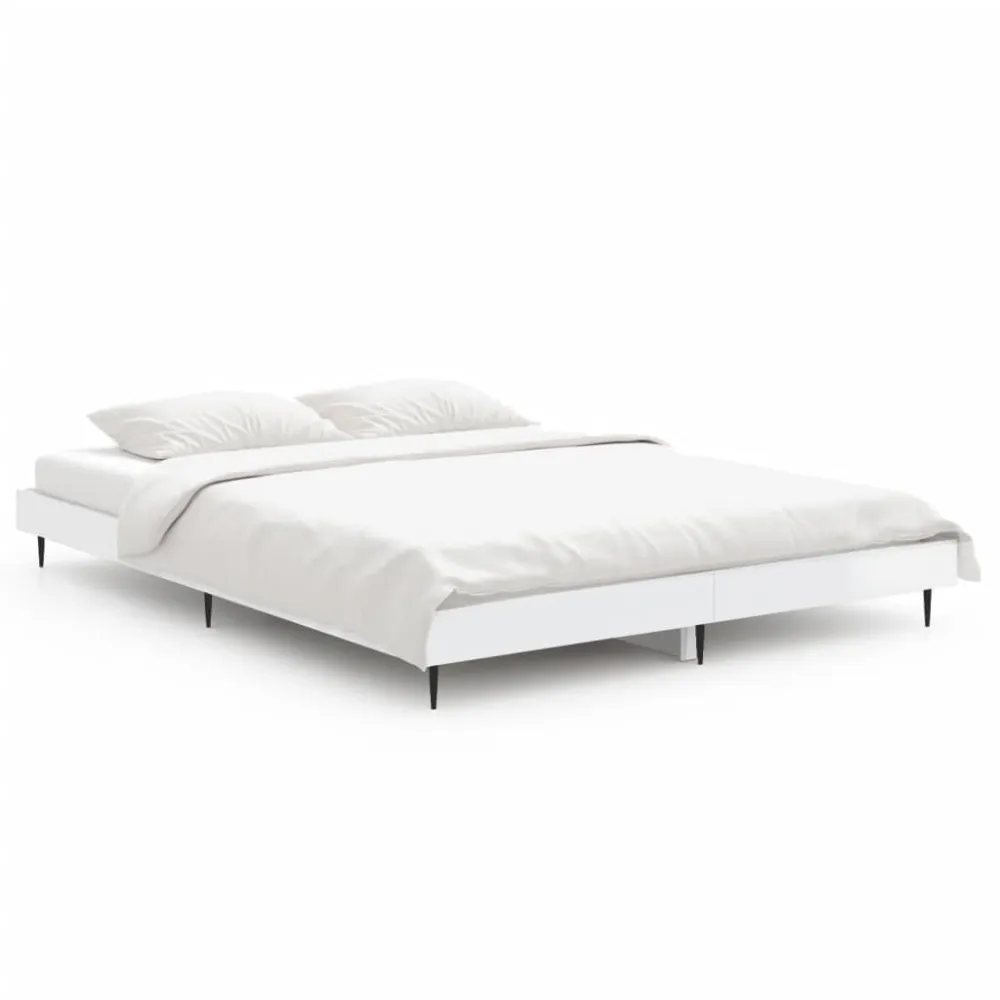 Estrutura de cama 135x190 cm derivados madeira branco cintilante