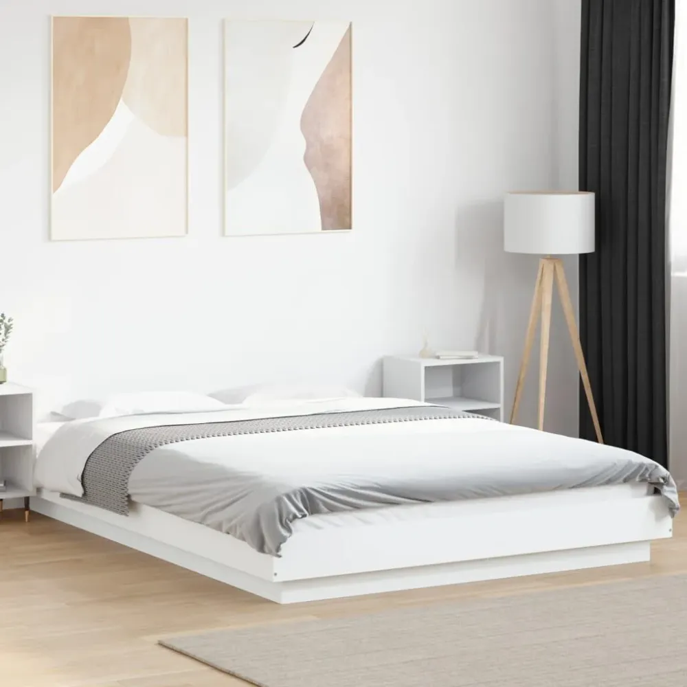 Estrutura de cama 135x190 cm derivados de madeira branco