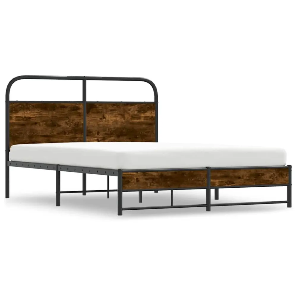 Estrutura de cama 135x190 cm derivados madeira carvalho fumado