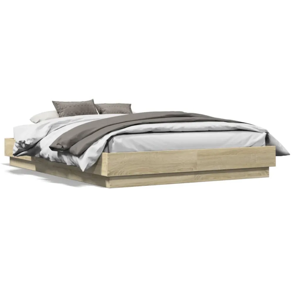 Estrutura de cama 135x190 cm derivados madeira carvalho sonoma