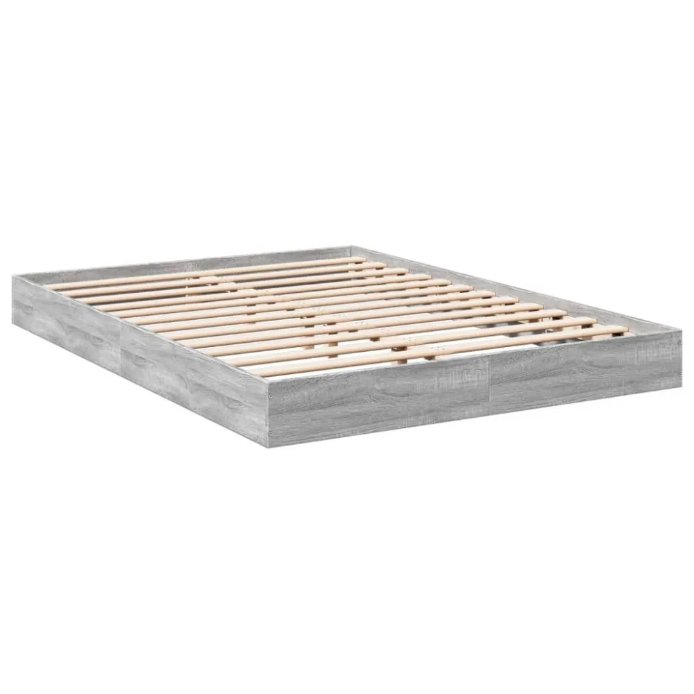 Estrutura de cama 135x190 cm derivados de madeira cinza sonoma