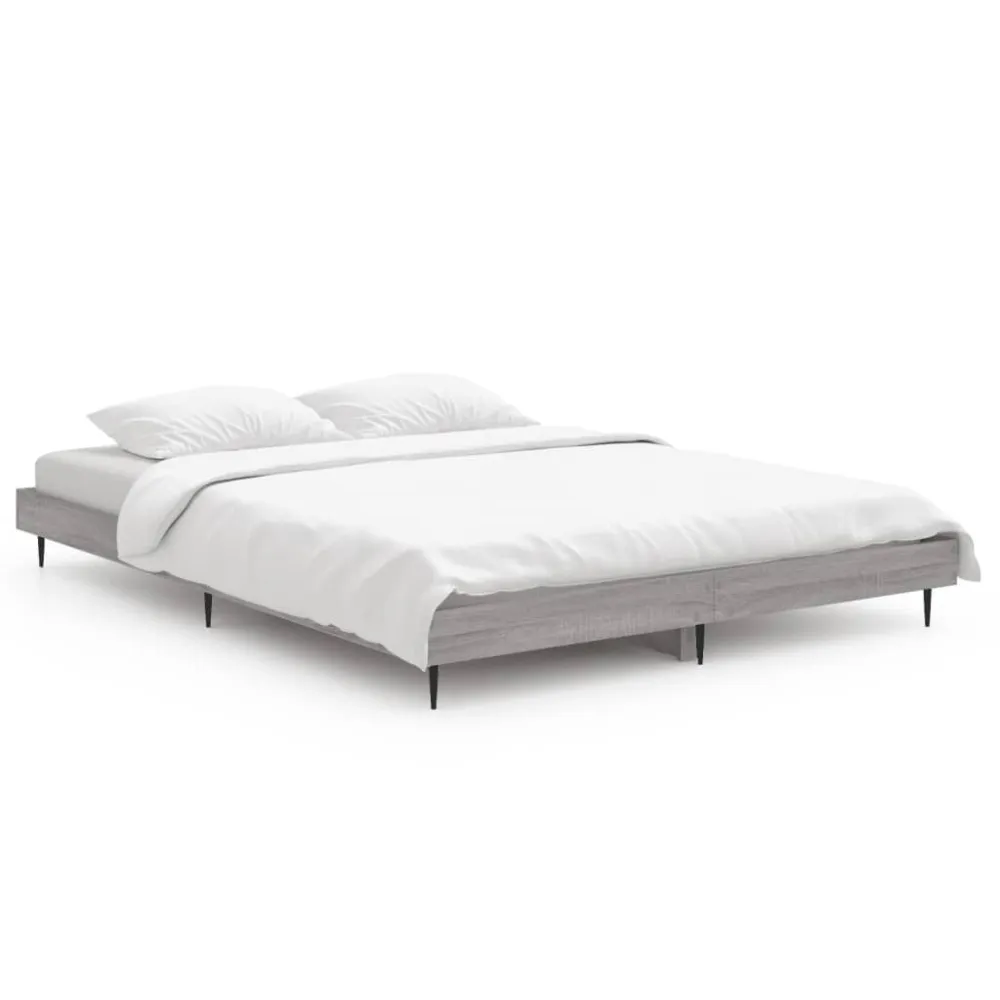 Estrutura de cama 135x190 cm derivados de madeira cinza sonoma