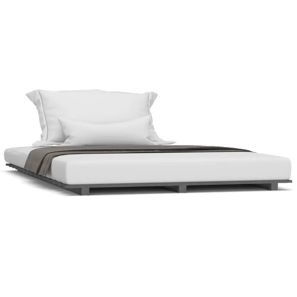 Estrutura de cama 135x190 cm madeira de pinho maciç cinza