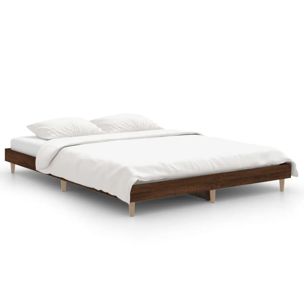 Estrutura de cama 135x190cm derivados madeira carvalho castanho