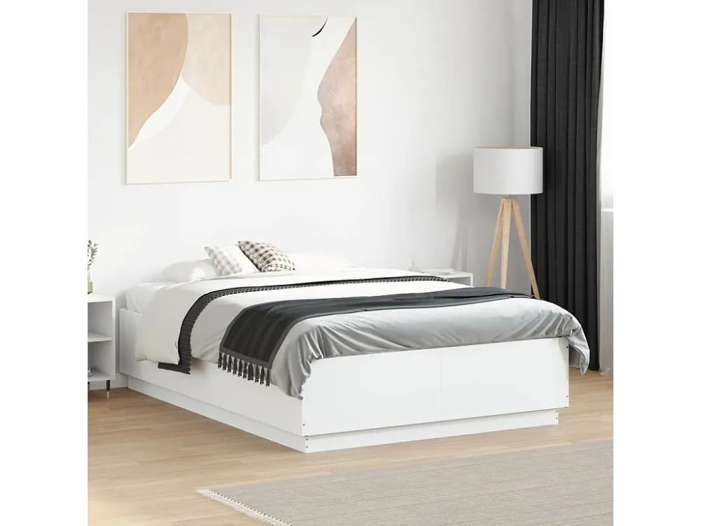 Estrutura de cama 140x190 cm derivados de madeira branco