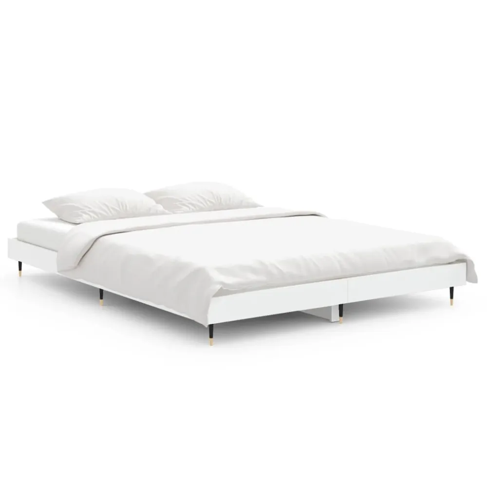 Estrutura de cama 140x190 cm derivados de madeira branco