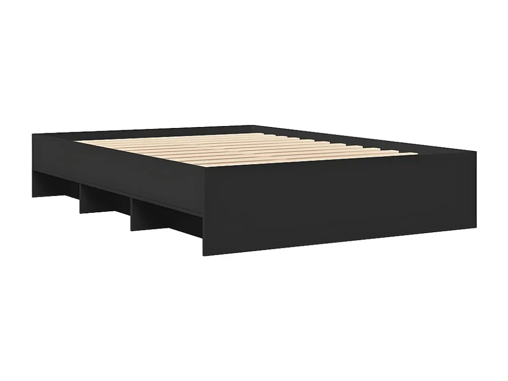 Estrutura de cama 140x190 cm derivados de madeira preto