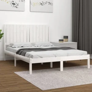 Estrutura de cama 140x190 cm madeira de pinho maciç branco