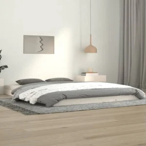 Estrutura de cama 140x190 cm madeira de pinho maciç branco