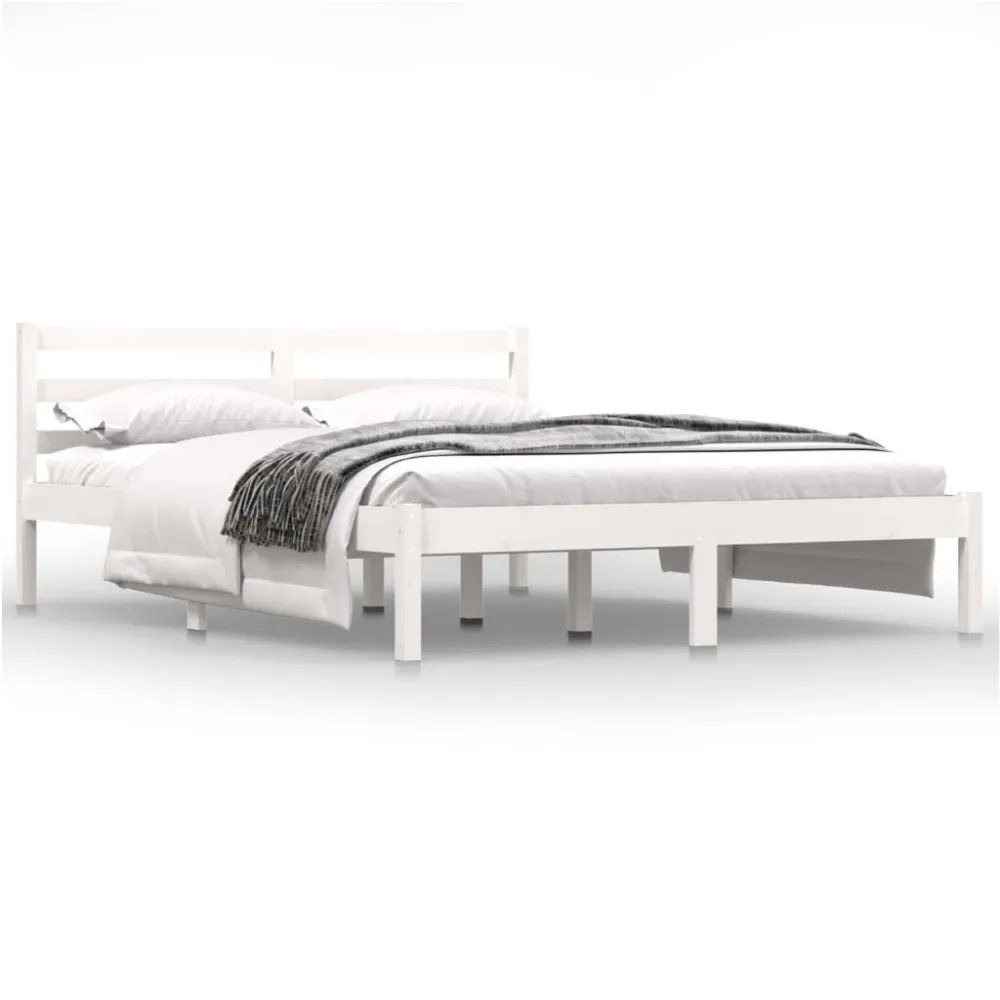 Estrutura de cama 140x190 cm pinho maciço branco