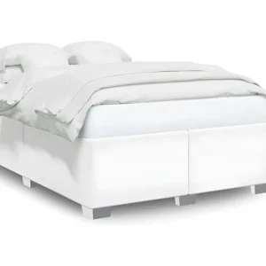 Estrutura de cama 140x200 cm couro artificial branco