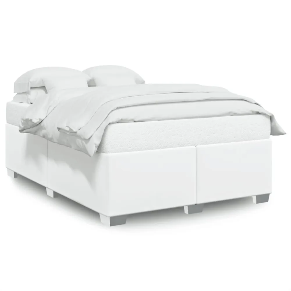 Estrutura de cama 140x200 cm couro artificial branco