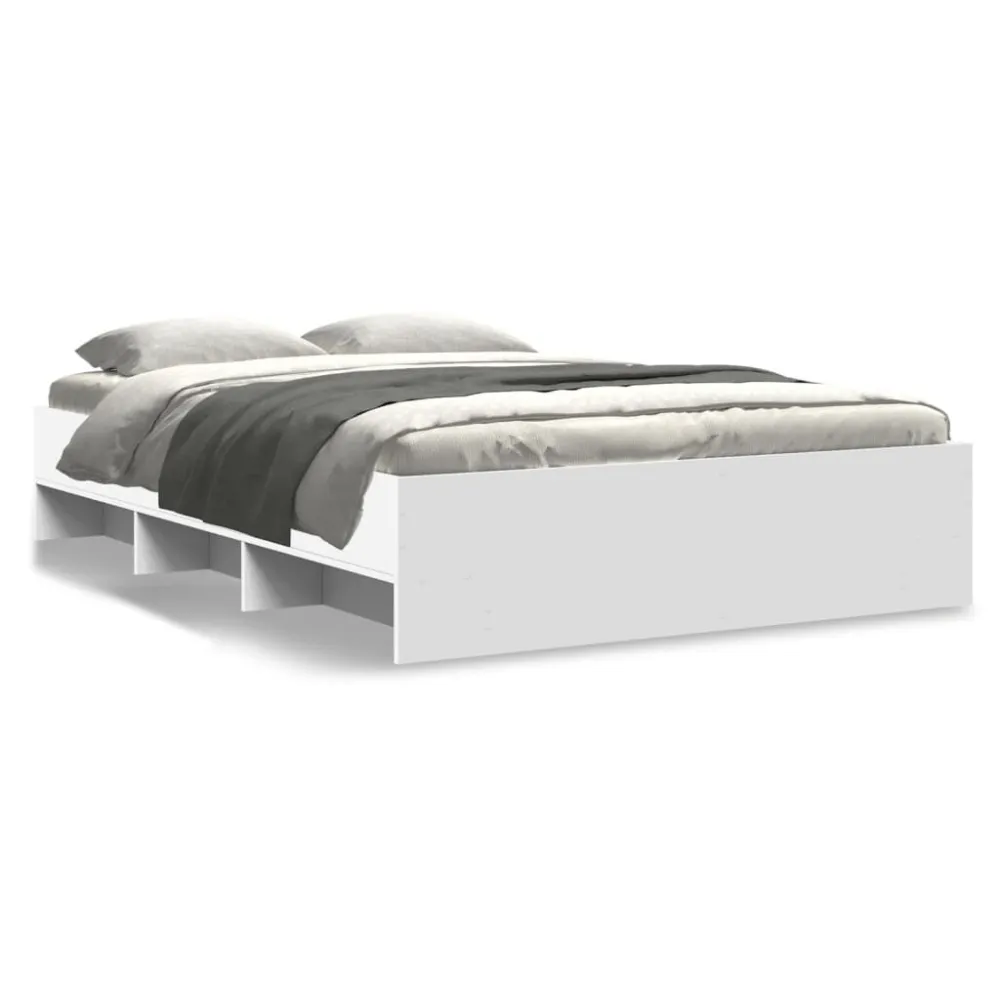 Estrutura de cama 140x200 cm derivados de madeira branco