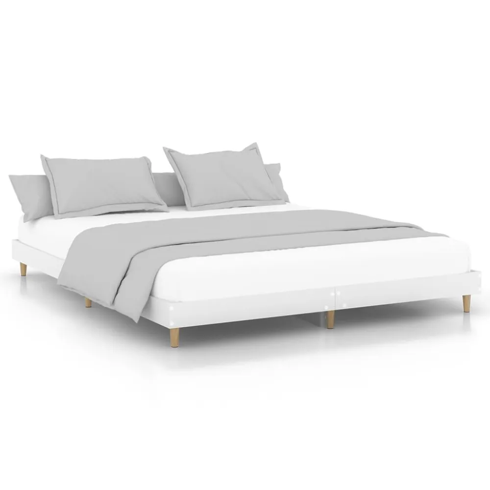 Estrutura de cama 140x200 cm derivados de madeira branco